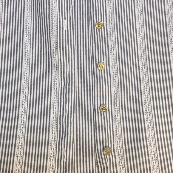 ANNE KLEIN 100% Cotton Striped Shirt w/Logo Buttons Tie Accents on 3/4 Sleeves - Picture 8 of 15